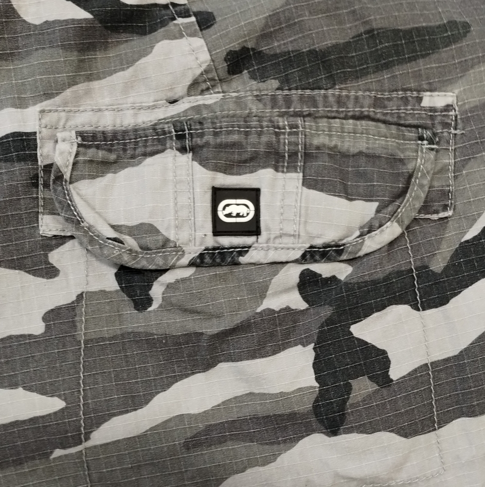 โขEcko Unltd Shorts Mens 48 Gray Snow Camo Camouflage Ripstop Cargo Casual Y2K - Picture 7 of 10